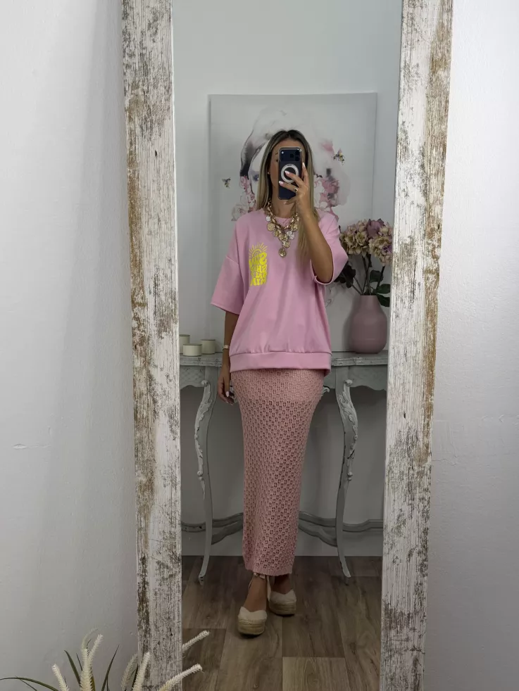 Falda Menorca de punto rosa
