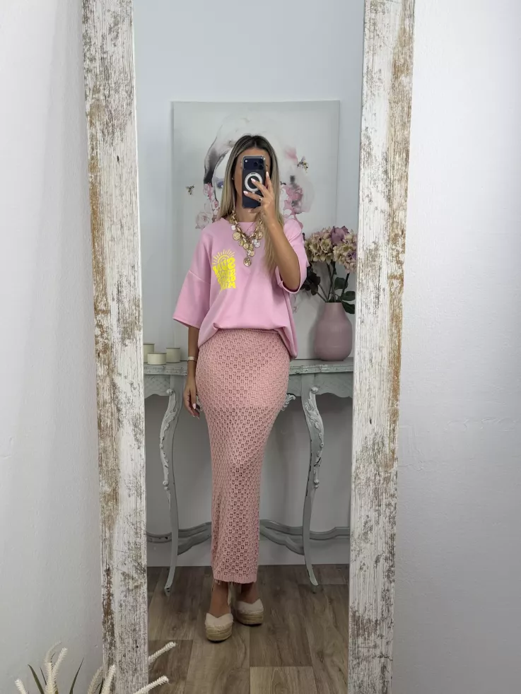 Falda Menorca de punto rosa