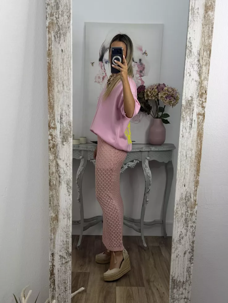 Falda Menorca de punto rosa