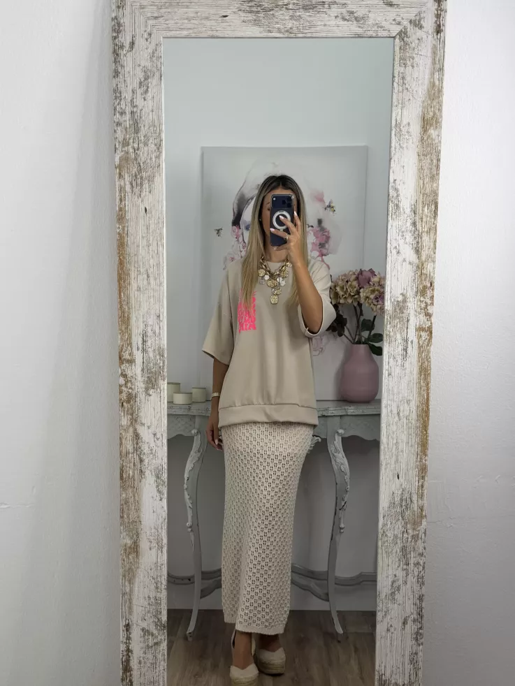 Falda Menorca de punto beige