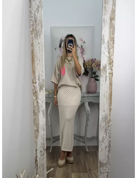 Falda Menorca de punto beige