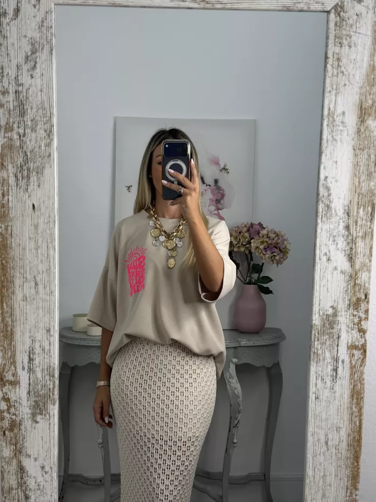 Falda Menorca de punto beige