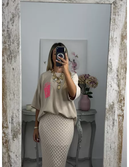 Falda Menorca de punto beige