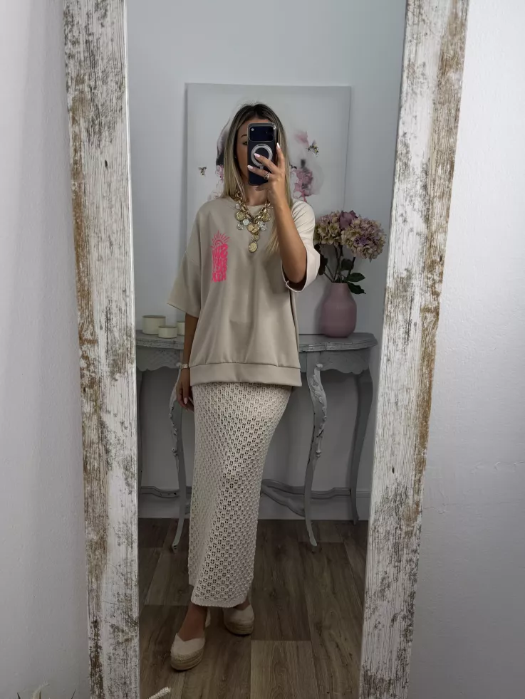 Falda Menorca de punto beige