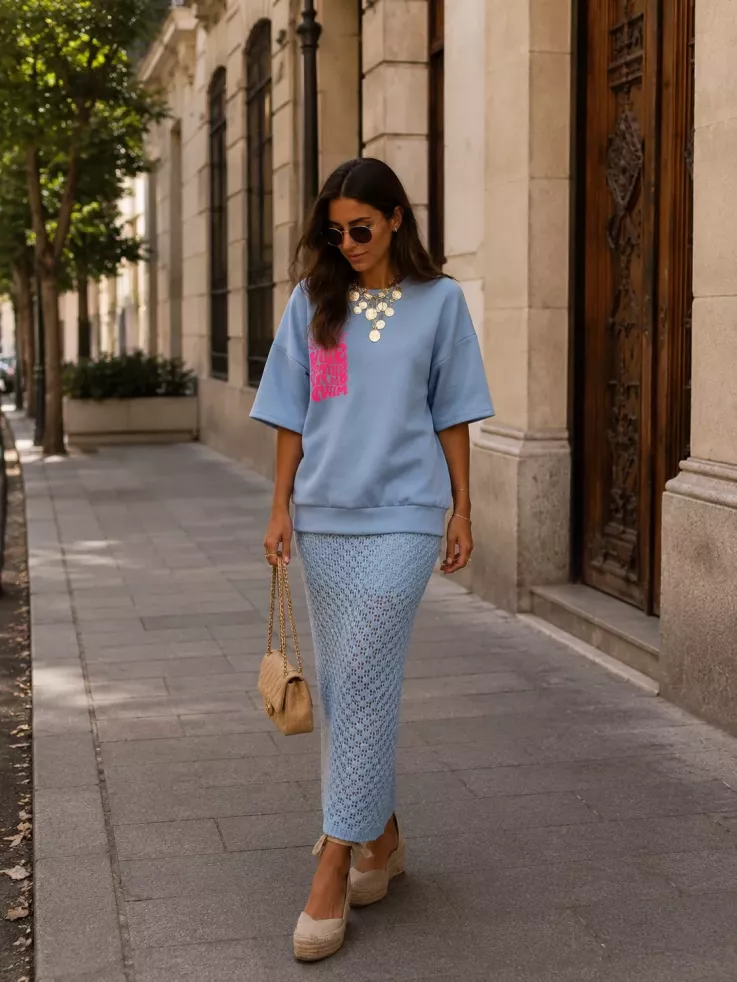 Falda Menorca de punto azul