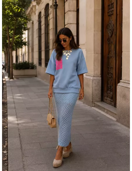 Falda Menorca de punto azul