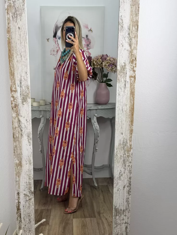 Vestido de rayas rosa con langosta