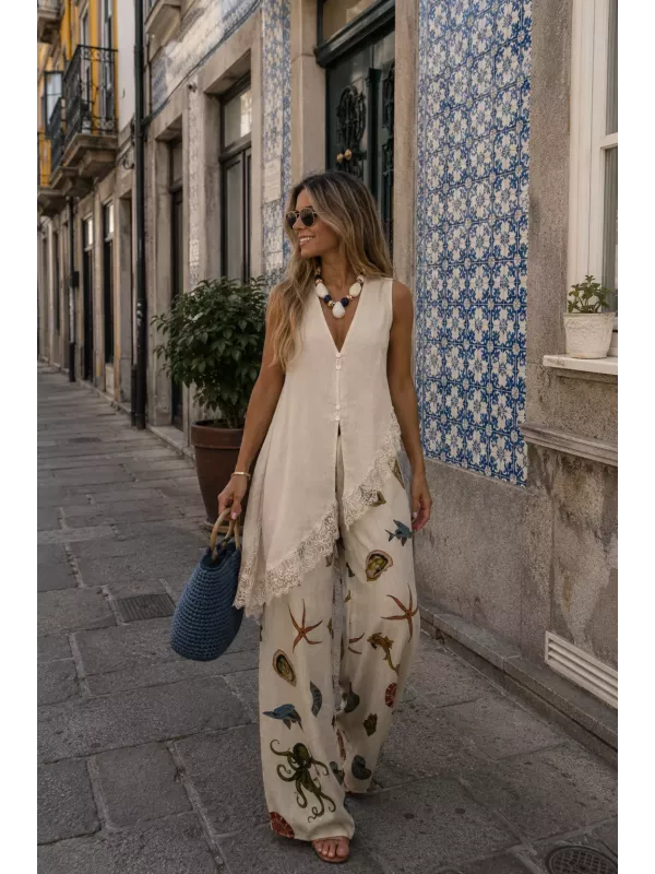 Pantalón estampado estrella de mar