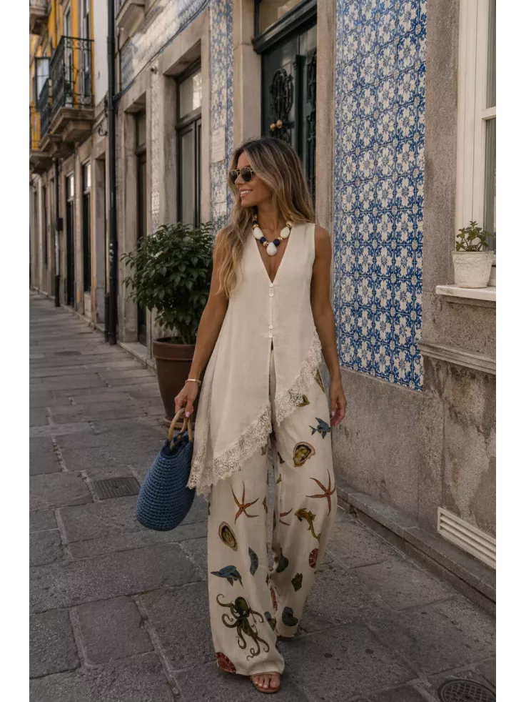 Pantalón estampado estrella de mar