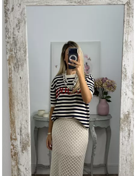 Camiseta punto Bonjour azul