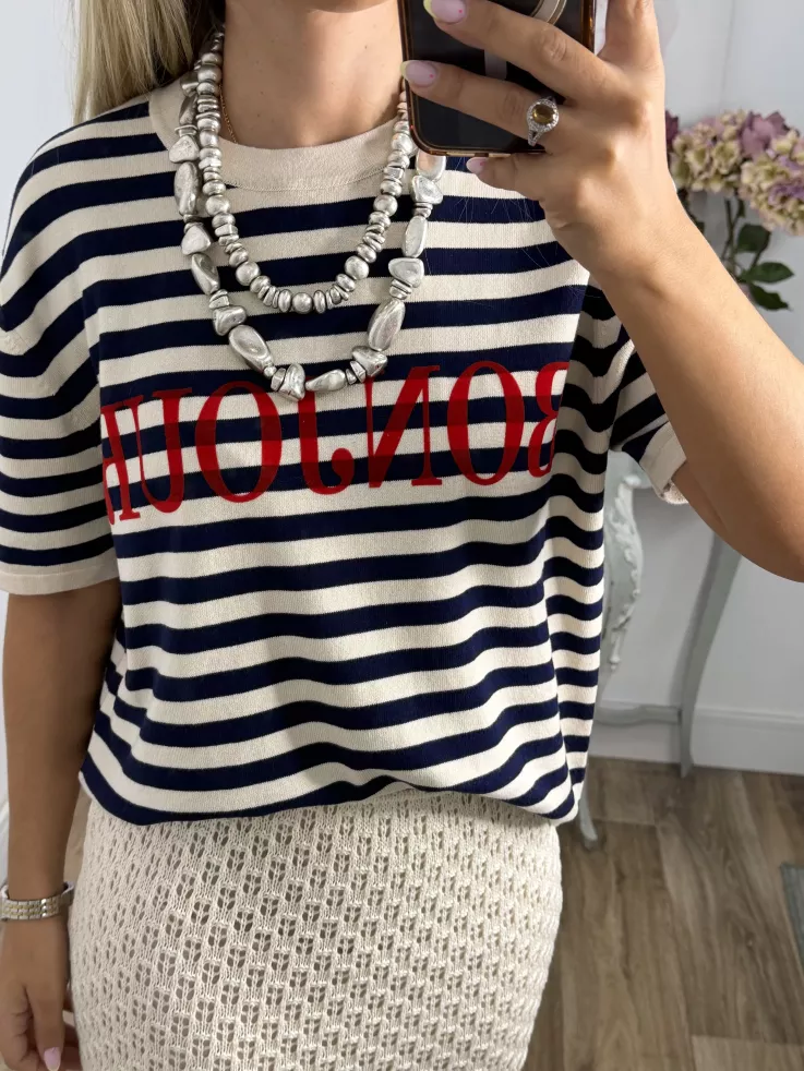 Camiseta punto Bonjour azul