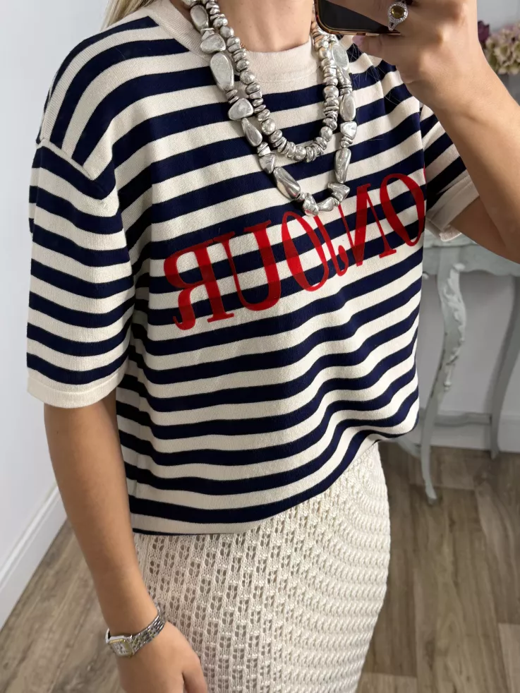 Camiseta punto Bonjour azul
