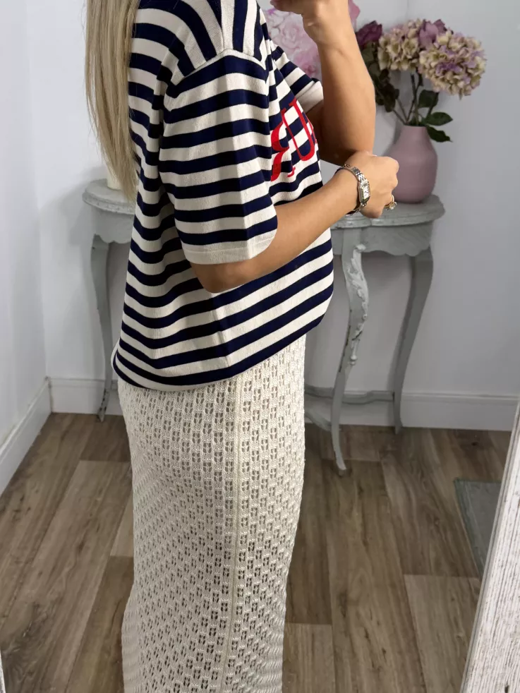 Camiseta punto Bonjour azul