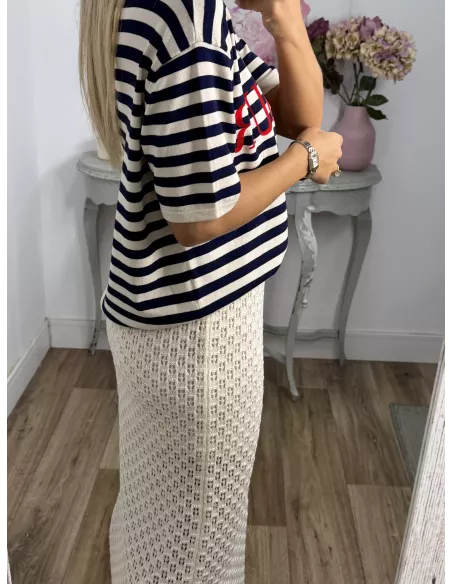 Camiseta punto Bonjour azul