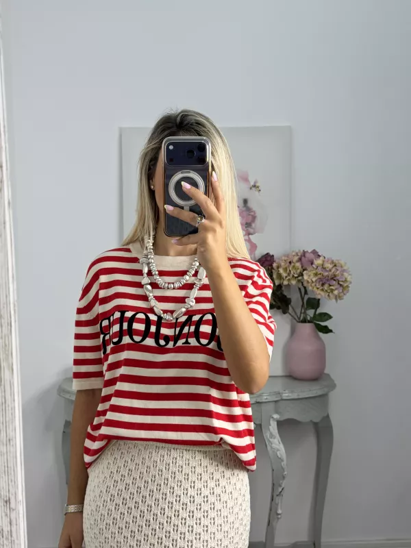 Camiseta punto Bonjour rojo