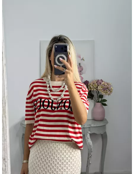 Camiseta punto Bonjour rojo