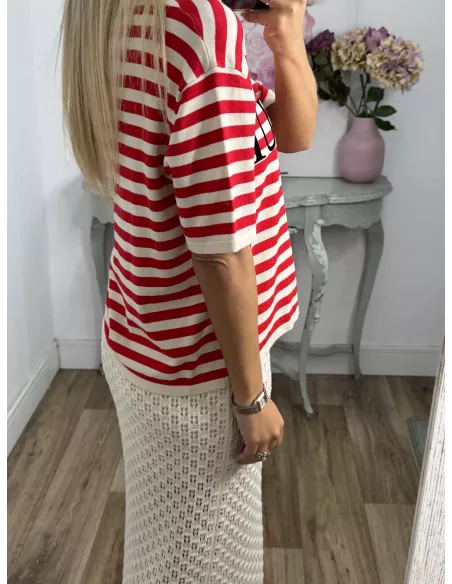 Camiseta punto Bonjour rojo