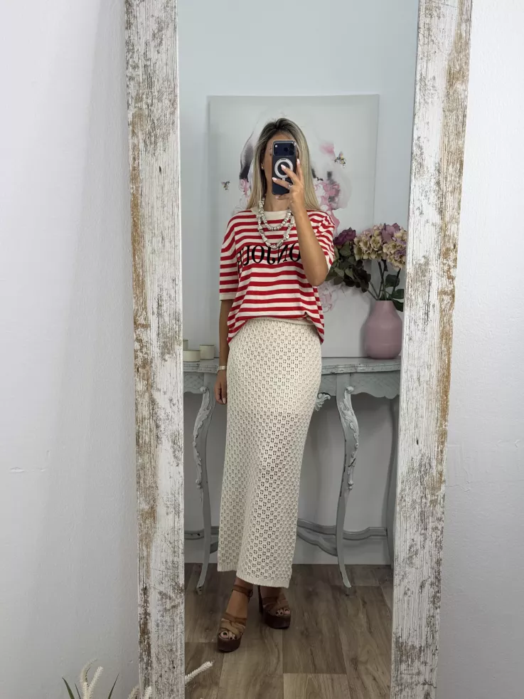 Camiseta punto Bonjour rojo