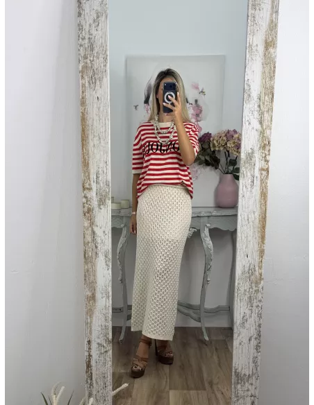 Camiseta punto Bonjour rojo
