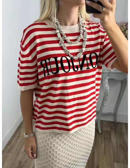 Camiseta punto Bonjour rojo