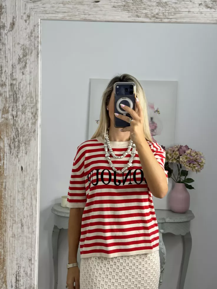 Camiseta punto Bonjour rojo