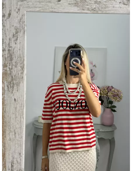Camiseta punto Bonjour rojo