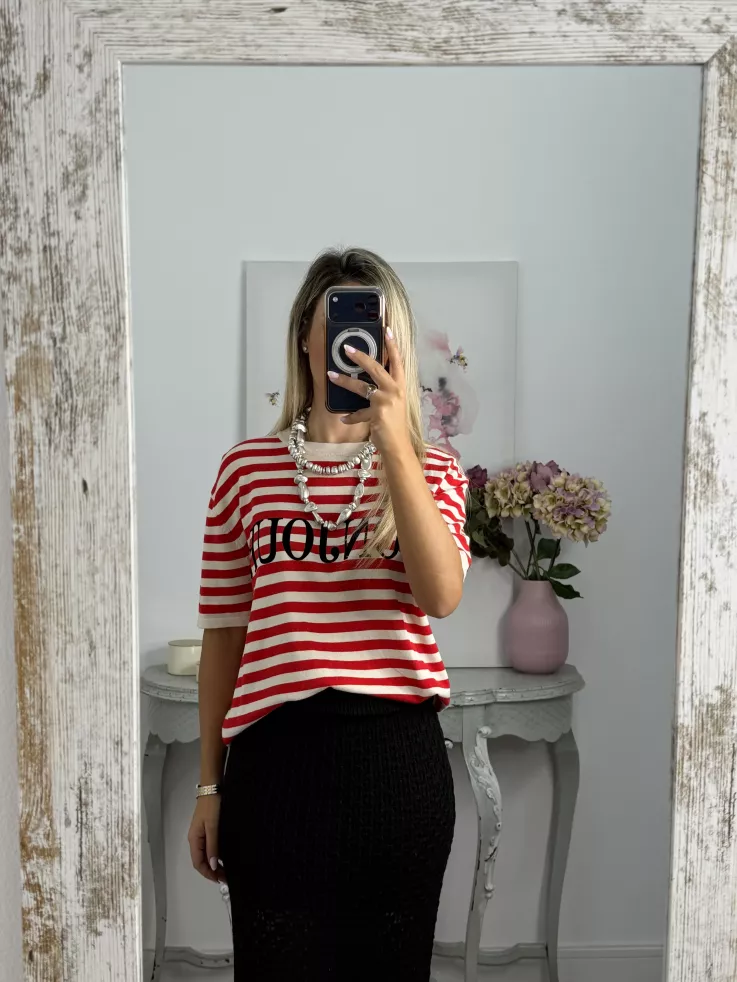 Camiseta punto Bonjour rojo