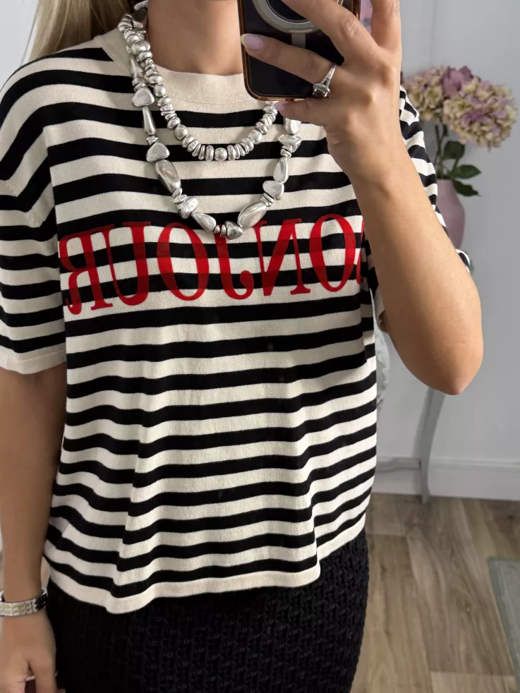 Camiseta punto Bonjour negro