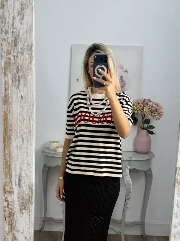 Camiseta punto Bonjour negro