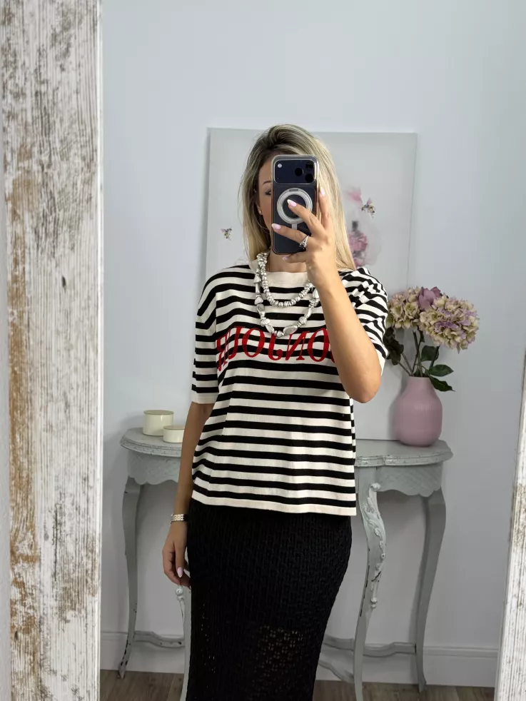Camiseta punto Bonjour negro