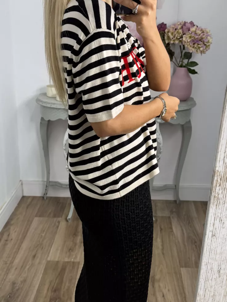Camiseta punto Bonjour negro