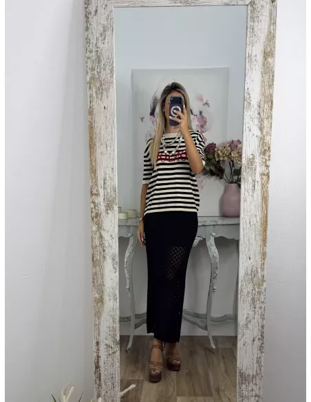 Camiseta punto Bonjour negro