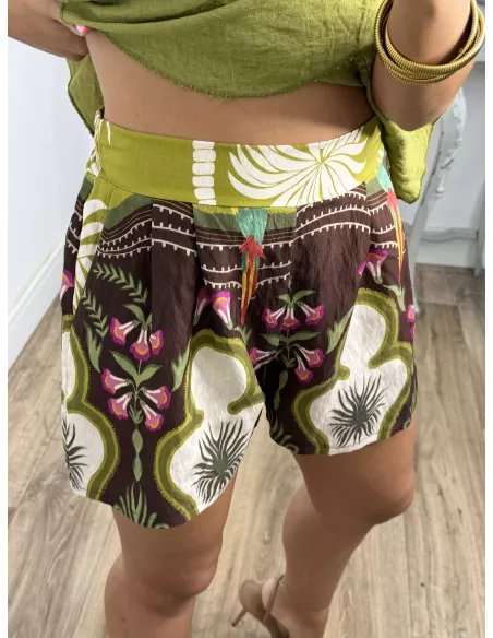 Short tropical verde y choco