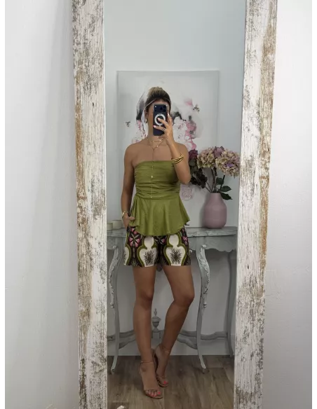 Short tropical verde y choco