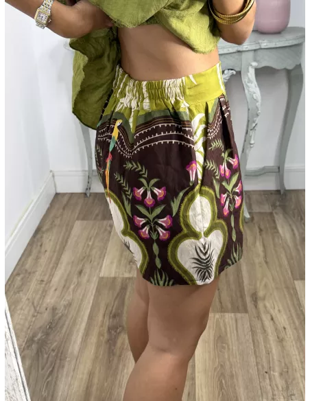 Short tropical verde y choco