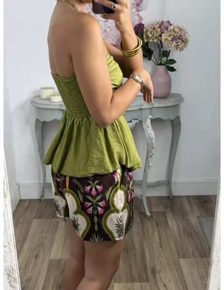 Short tropical verde y choco