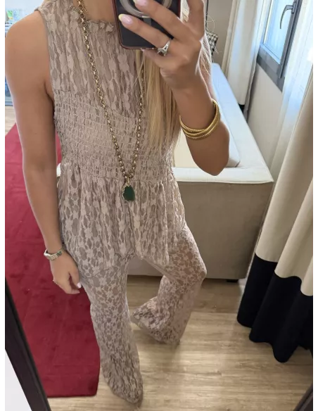 Conjunto Mallorca encaje taupe