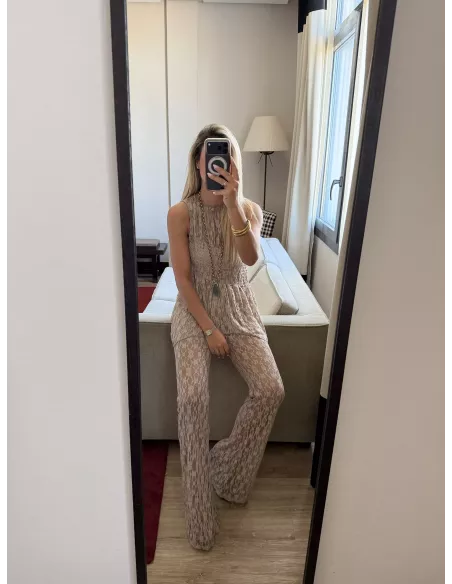Conjunto Mallorca encaje taupe