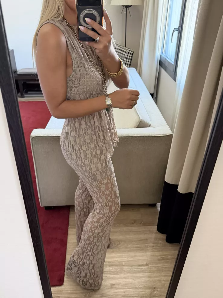 Conjunto Mallorca encaje taupe