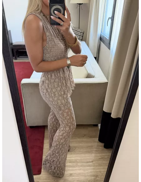 Conjunto Mallorca encaje taupe