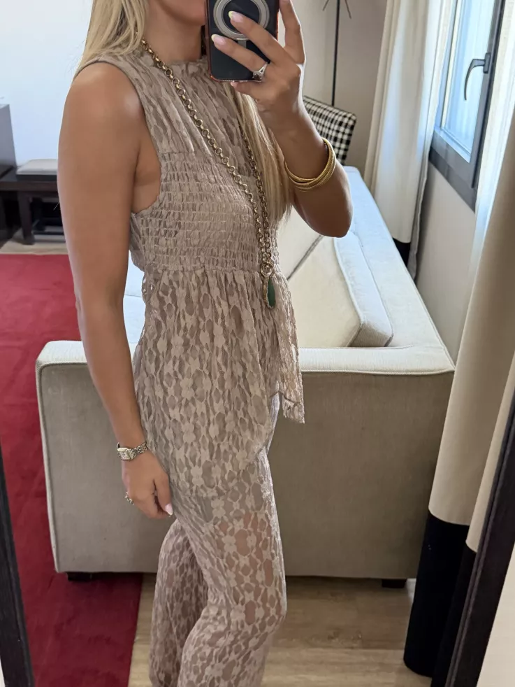 Conjunto Mallorca encaje taupe