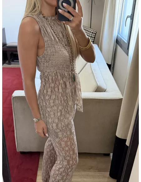 Conjunto Mallorca encaje taupe