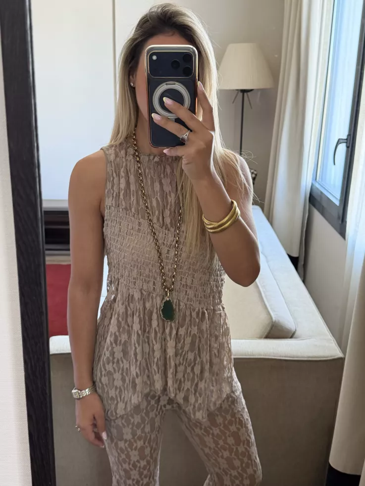 Conjunto Mallorca encaje taupe
