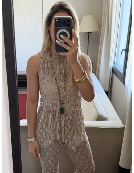 Conjunto Mallorca encaje taupe