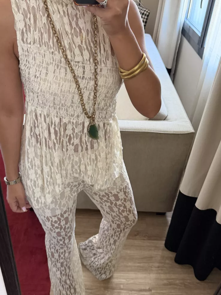 Conjunto Mallorca encaje beige