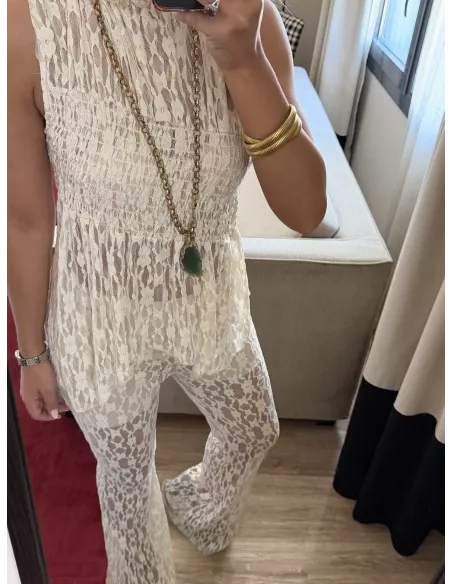 Conjunto Mallorca encaje beige