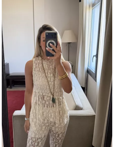 Conjunto Mallorca encaje beige