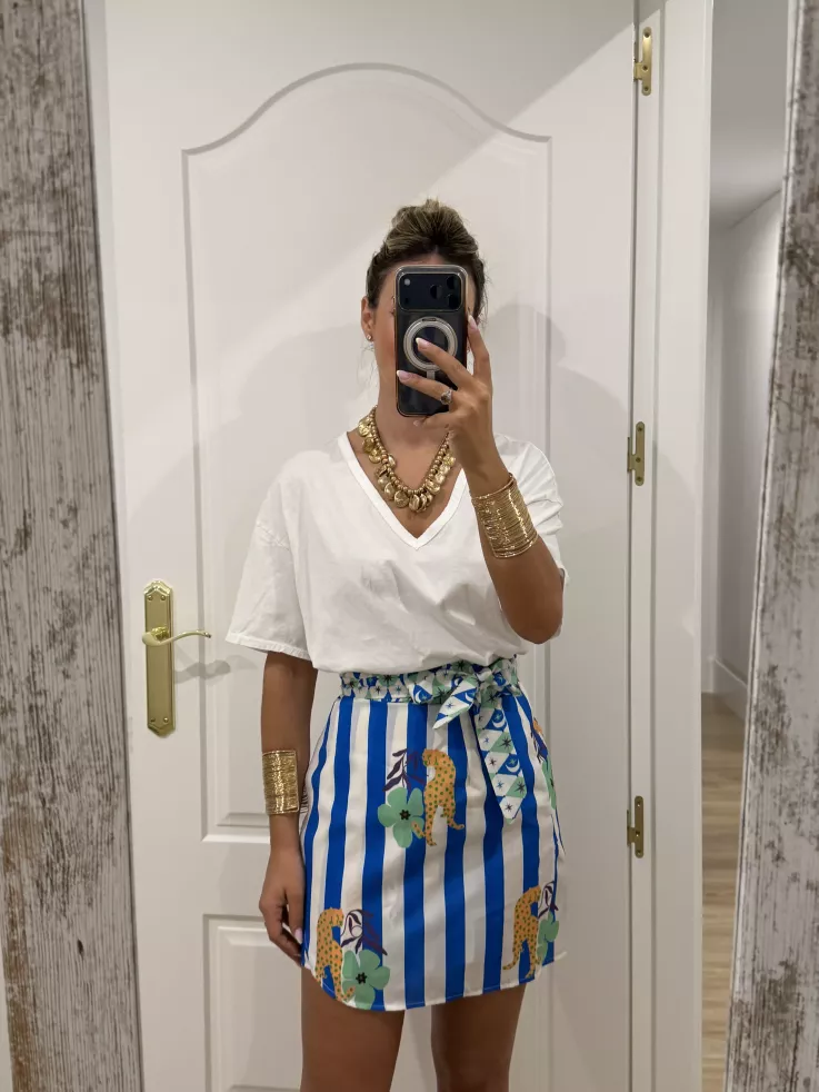 Falda pareo Santorini rayas azul