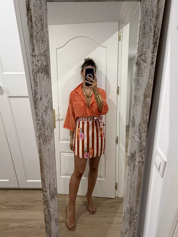 Falda pareo Santorini rayas teja