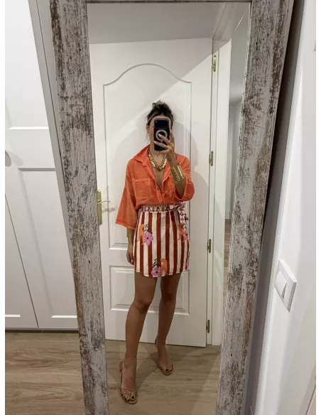 Falda pareo Santorini rayas teja